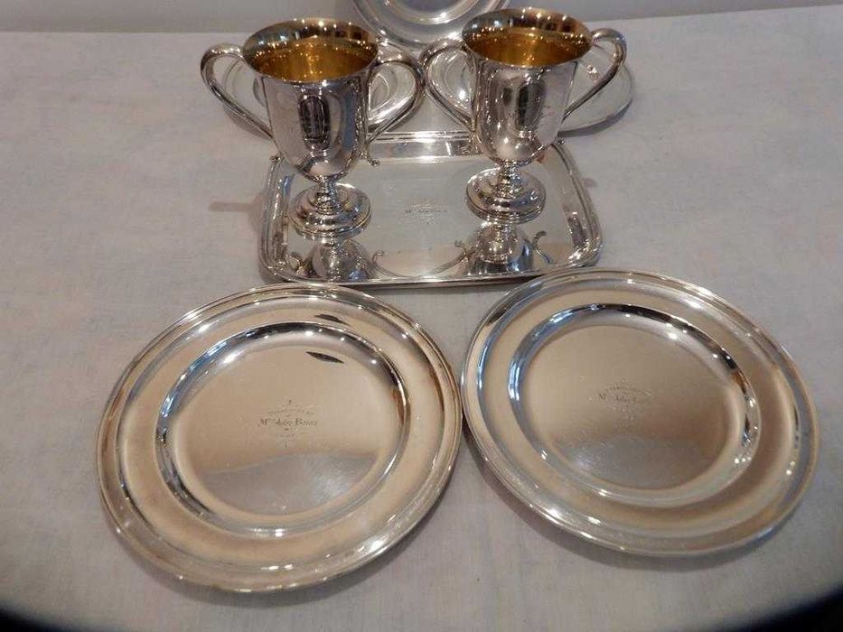 Zestaw 10 Kielichów - Pucharów z Pateną z 1896 - Srebrzone