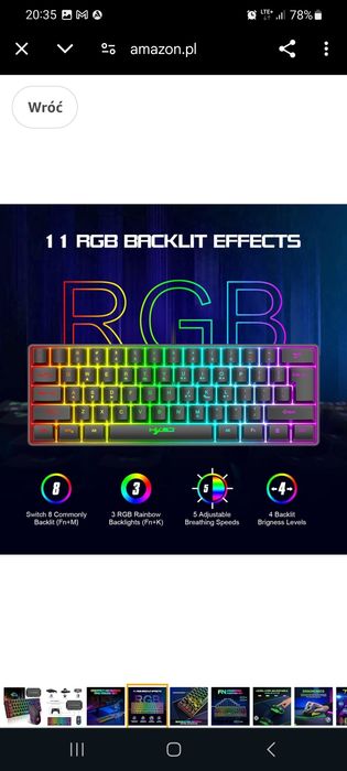 Zestaw klawiatury i myszy do gier z adapterem