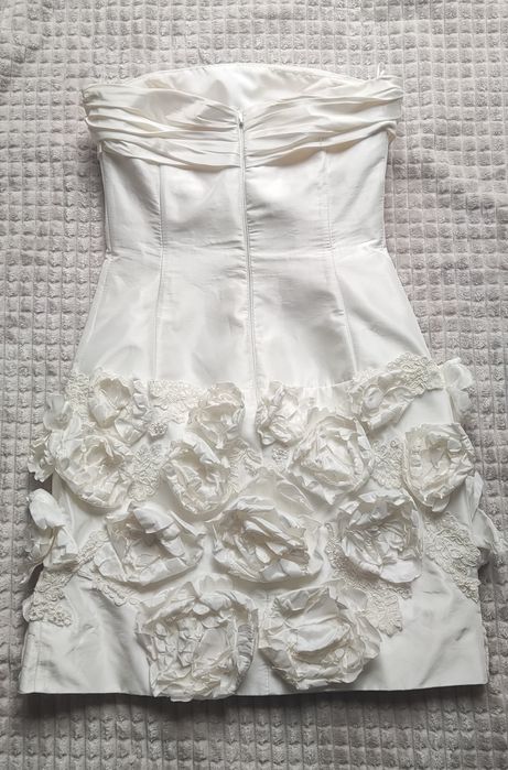 Suknia ślubna mini, ecru, rozm 34-36