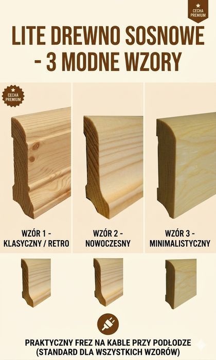 Listwy przypodłogowe podłogowe drewniane