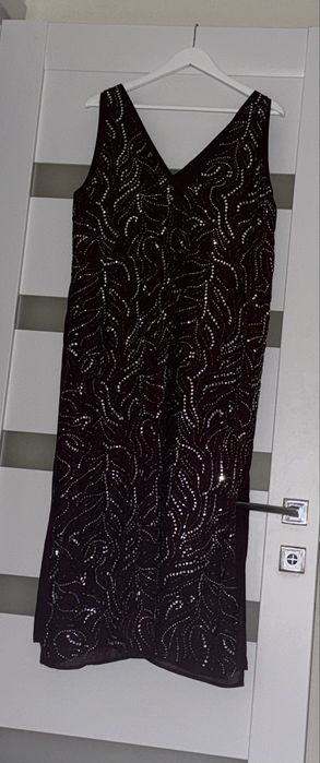 Святкова шоколадна сукня зі стразами XL