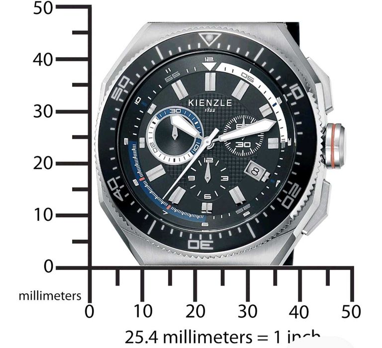 Relógio masculino Kienzle pulseira de borracha Day-date 100 Barw.r.