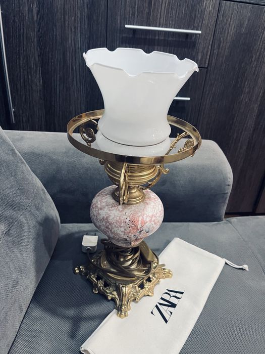 Piekna lampa antyk szklana
