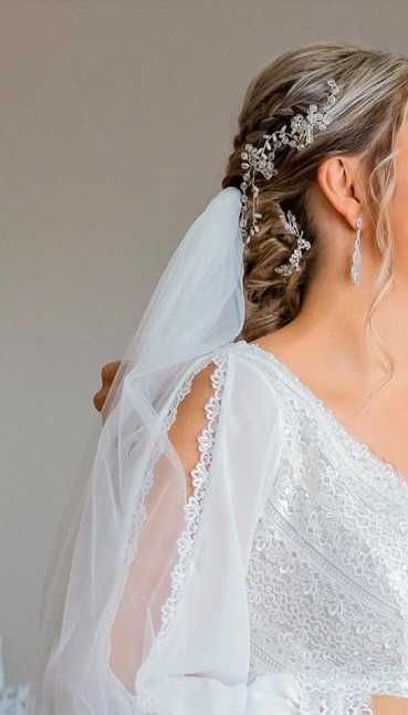 srebrna opaska ślubna diadem wężyk Novia Blanca