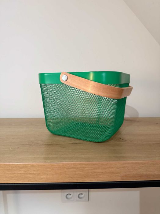 IKEA RISATORP Kosz na owoce, metal, ciemnozielony, 25x26x18 cm