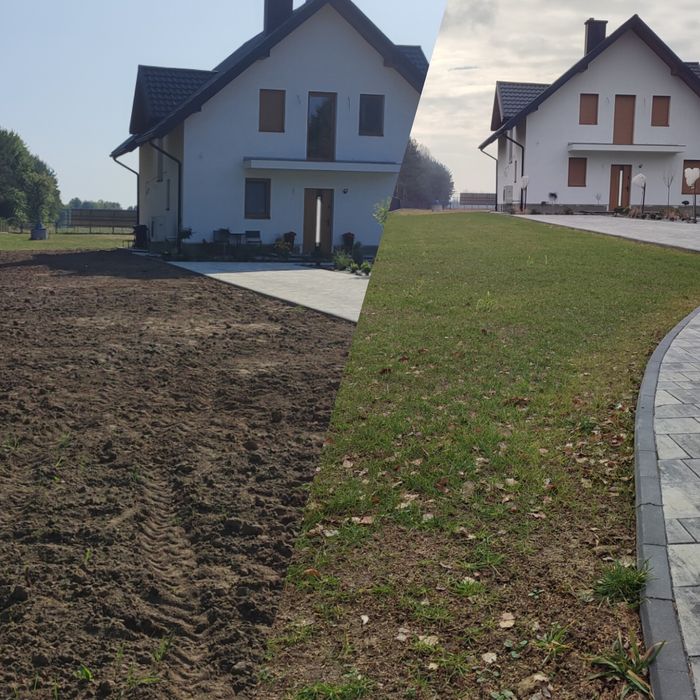 Zakładanie trawników glebogryzarka separacyjna minikoparka koparka