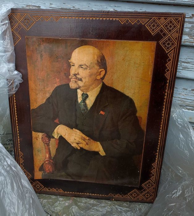 Portret LENIN - stary obraz SZKOLNY ze szkoły tablica szkolna PRL