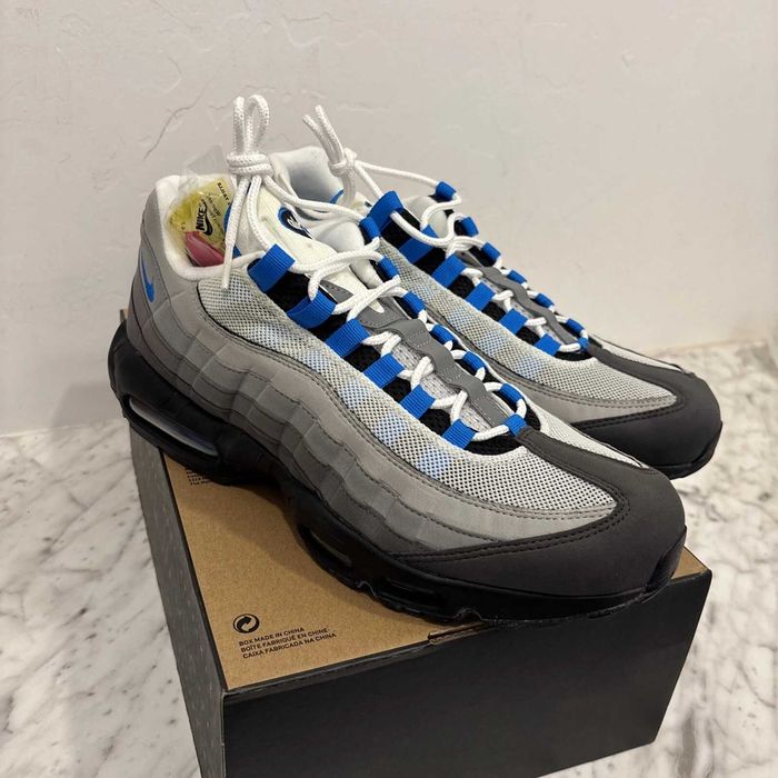 (БЕЗ ПЕРЕДОПЛАТИ) Nike Air Max 95 White Crystal Blue найк ейр макс 95 біло-сірі з блакитними акцентами кросівки сітка
