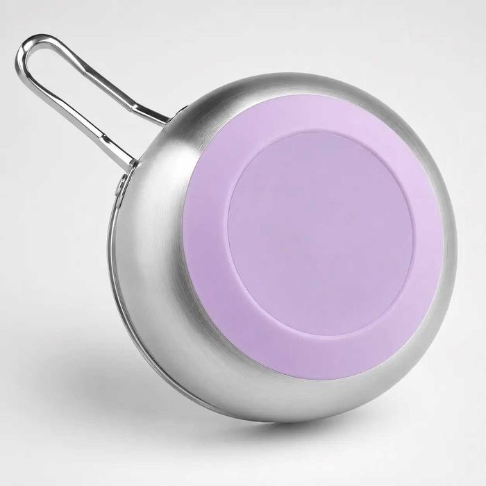 Миска-ковш Chef 1 л из нержавеющей стали с ручкой, мерной шкалой и силиконовым дном 18 см