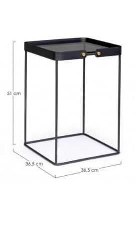 Mesa  Moderna / Apoio em Metal Preto e Vidro