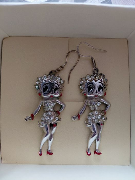 Серьги Betty Boop эмаль и камни