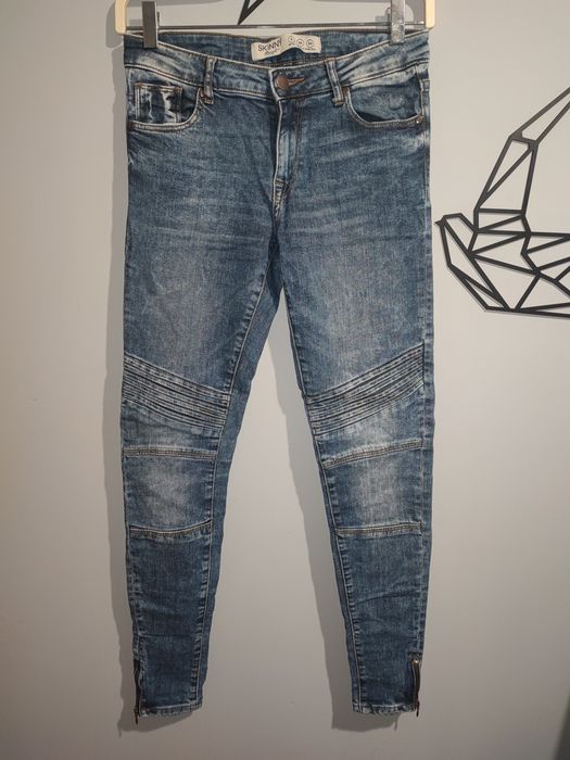 Spodnie jeansowe, jeansy z zamkami przy nogawkach Denim 36