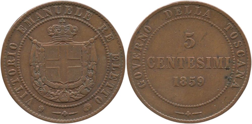 Toskania, 5 centesimi 1859