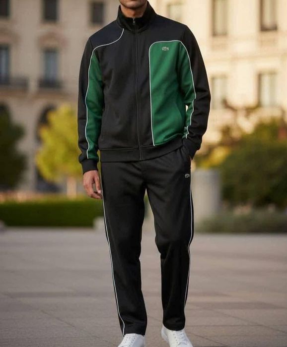 Komplet dresowy Lacoste regular fit - zielono-czarny XL promocja