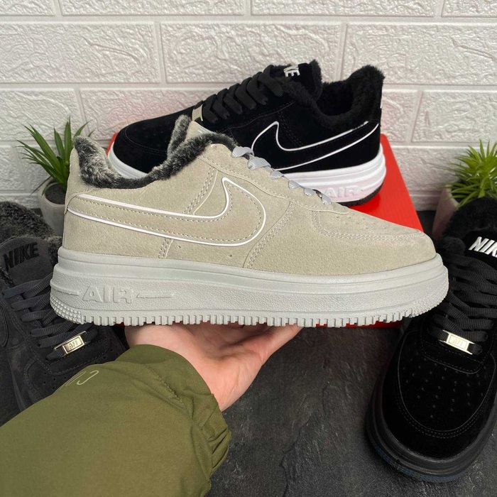 ХУТРО! Зимові Nike Air Force 1 Low Beige White 39 40 41 42 43 44 найк