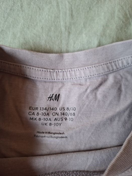 Koszulka 134/140 H&M szara krótki rękaw