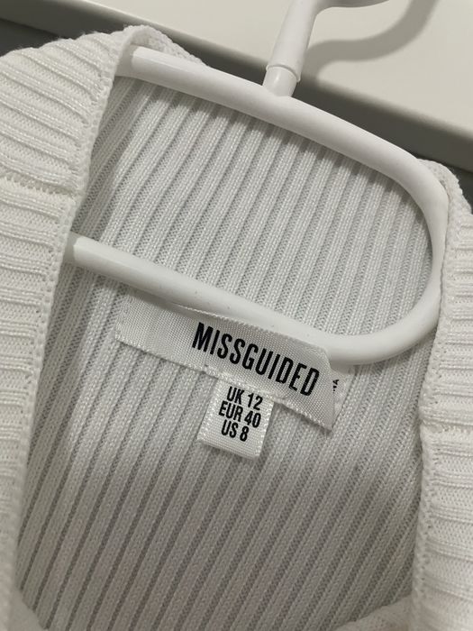 Biała prążkowana dopasowana sukienka Missguided rozmiar S/M