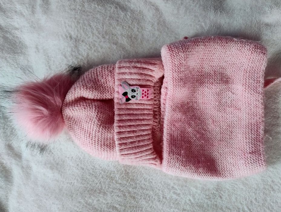 Зимова шапка та хомут на флісі для дівчинки ,розмір 46-48