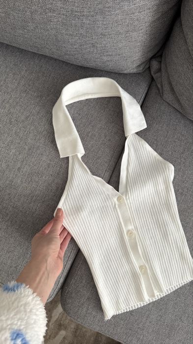 Топ zara  в рубчик білий