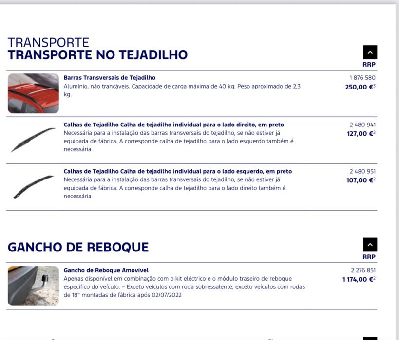 Barras de tejadilho Ford Ecosport Originais