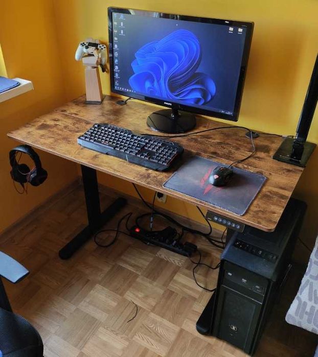 Nowe Biurko Elektryczne 120x60cm Regulowane do 70kg Gamingowe do Domu do Biura Podnoszone - FV