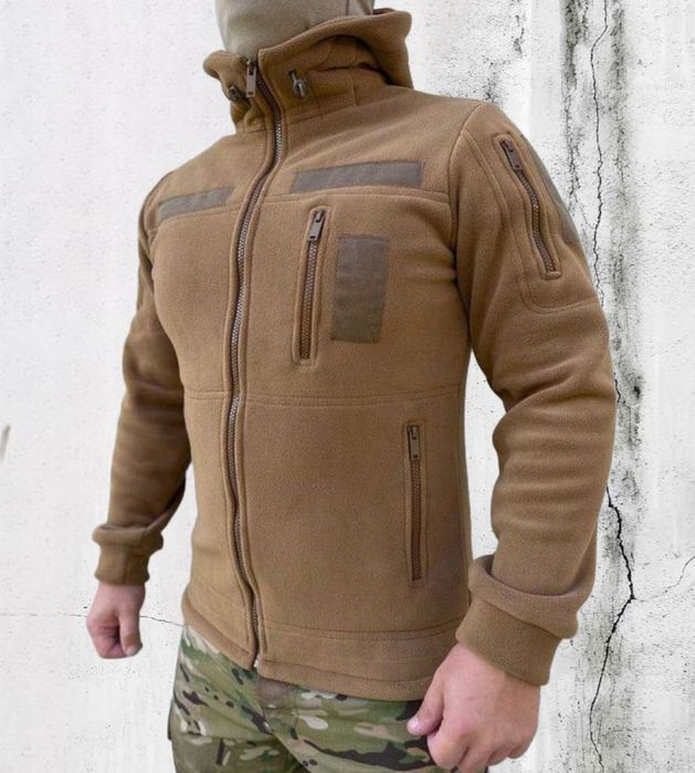 Флісова кофта з капюшоном військова койот фліска флиска военная