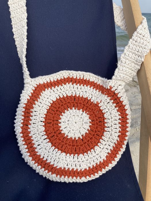 Torebka listonoszka na szydełku EKO sznurek bawełniany