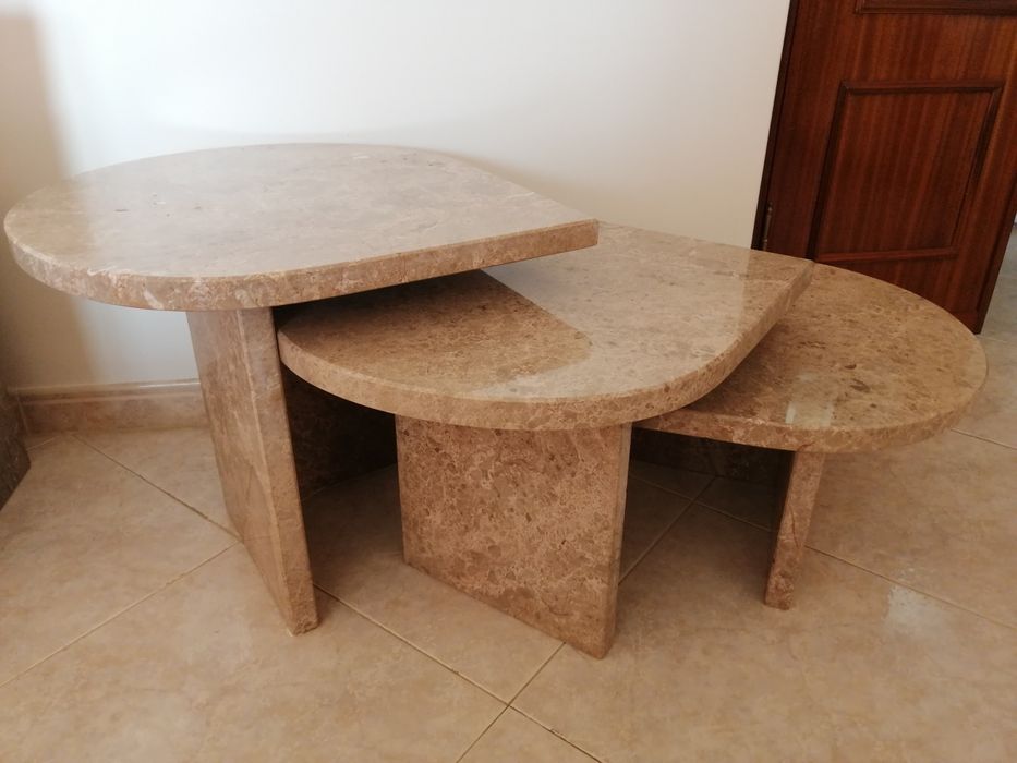 3 Mesas de apoio em mármore, fazem varios formatos