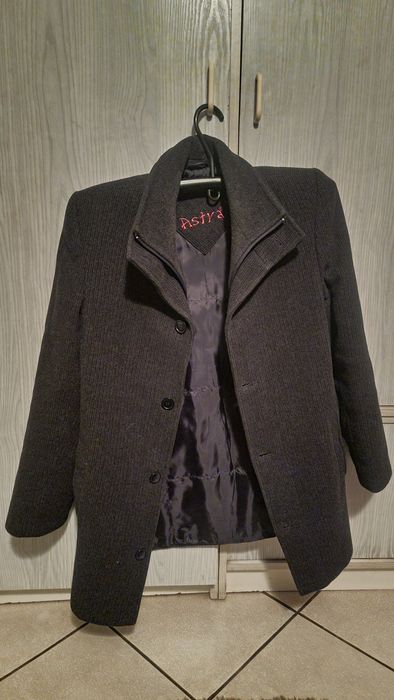 Płaszcz czarny męski 82% wełna