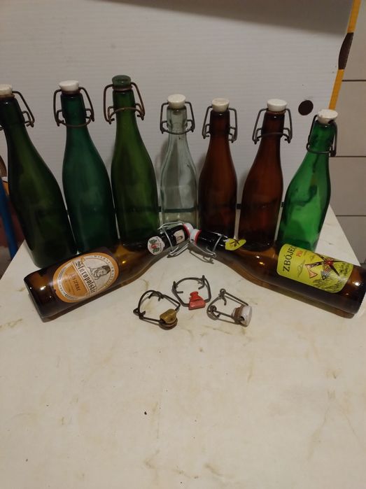 Stare butelki szklane z PRL 7 szt + 2 szt gratis