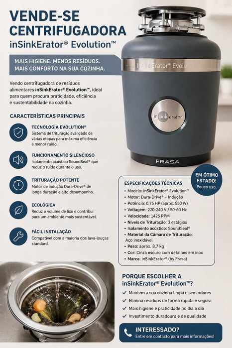 Triturador de resíduos alimentares InSinkErator Evolution