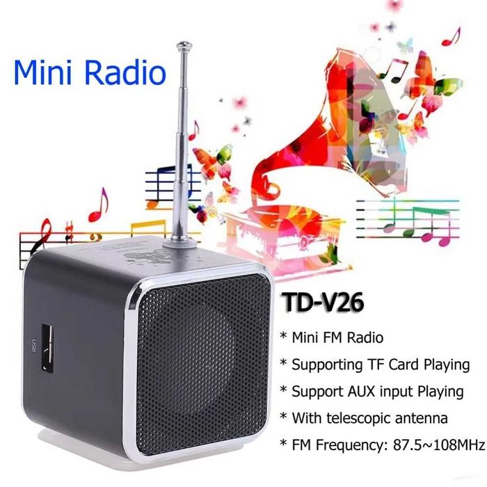 Радіо міні TF Card AUX Stereo Bluetooth колонка (блакитний колір)