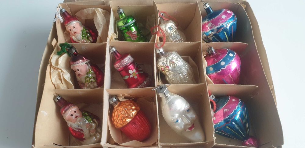 Starocie z Gdyni - Bombki choinkowe szklane kolekcjonerskie zestaw 12