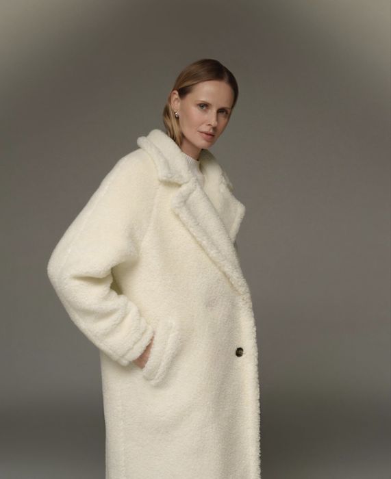Еко шубка молочна довга