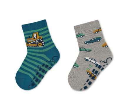 pack com 2 pares de meias antiderrapantes Carros