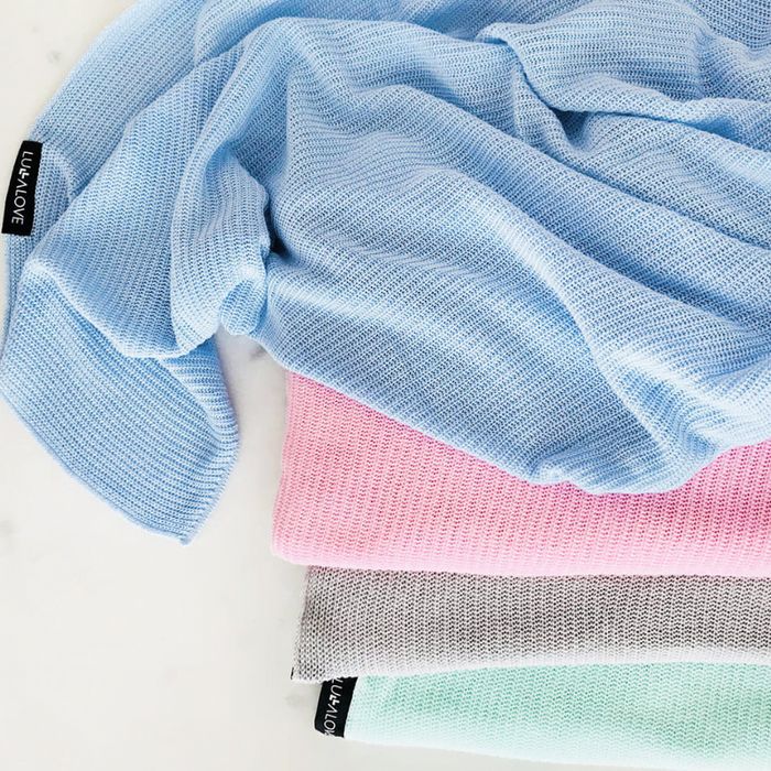 Lekki dzianinowy kocyk mgiełka mięta - LULLALOVE