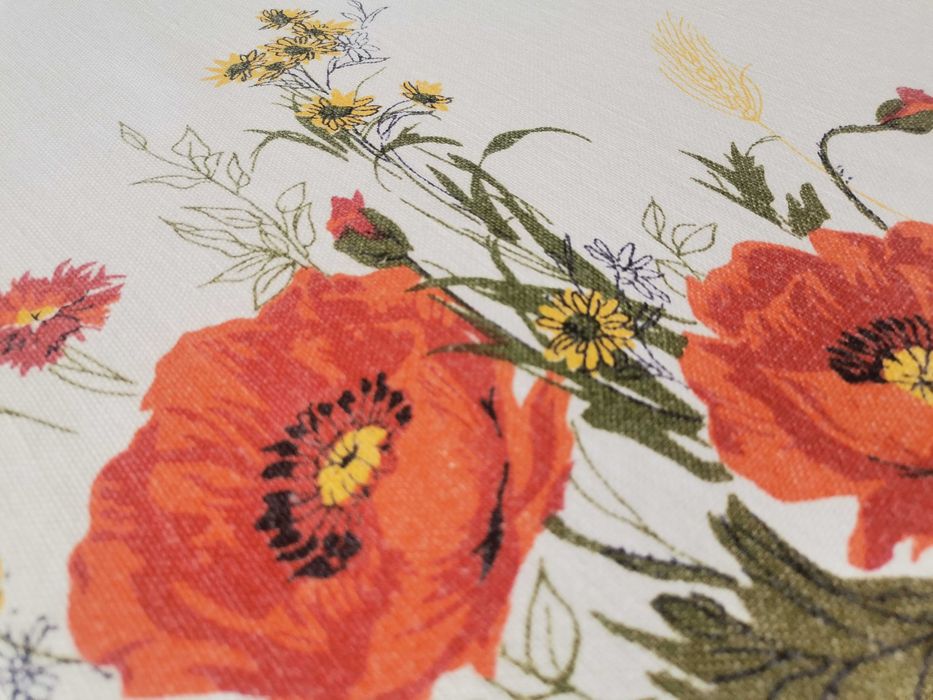 Obrus lniany Maki Polne - PRL