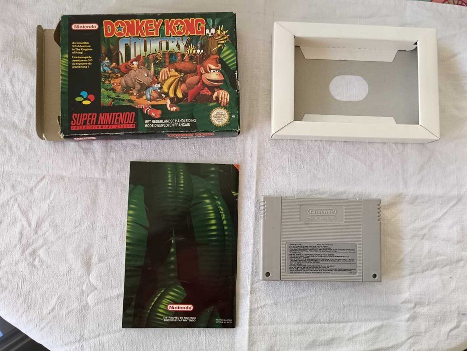 Donkey Kong Country (SNES, 1994, PAL FR) – Caixa e Manual  Clássico Raro
