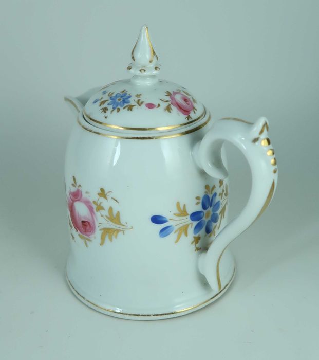 Leiteira com tampa Vista Alegre Séc. XIX - Pintura Manual