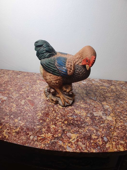 Duzy ogrodowy ceramiczna kura, ręcznie malowana ok. 18 cm Vintage