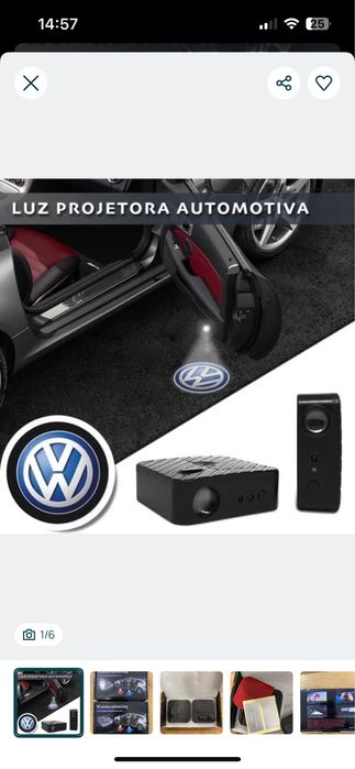 Led logotipo Volkswagen VW para porta carro projetor logotipo - Novo