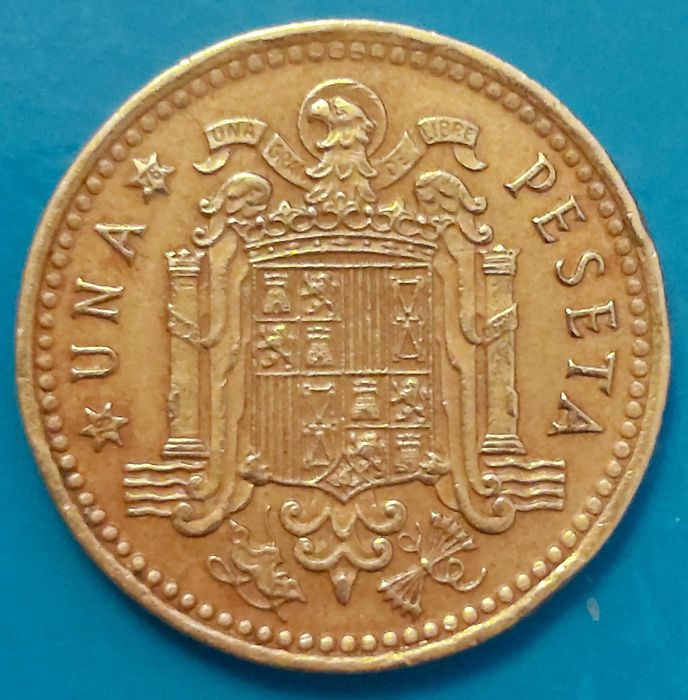 Una Peseta de 1975 com *76* na estrela