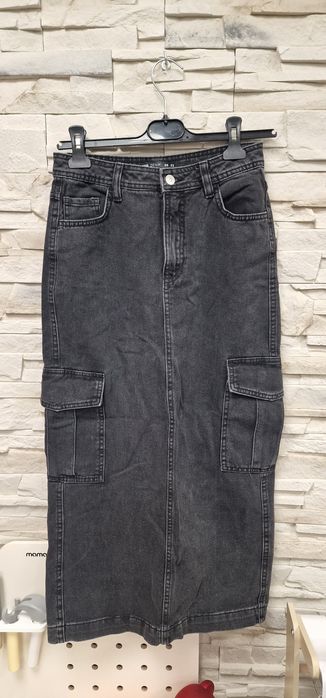 Spódniczka długa ciemny jeans  xs 34 cropp 100% bawełna