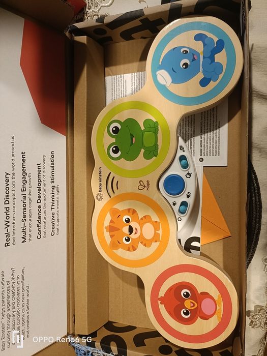 Bębenek zabawka Baby Einstein drewniana perkusja, bębenki dotykowe