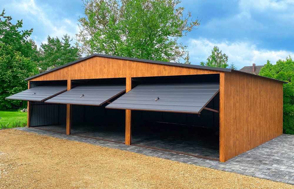 Garaż blaszany 9x5 Garaże Blaszane Blaszak drewnopodobny Montaż Gratis