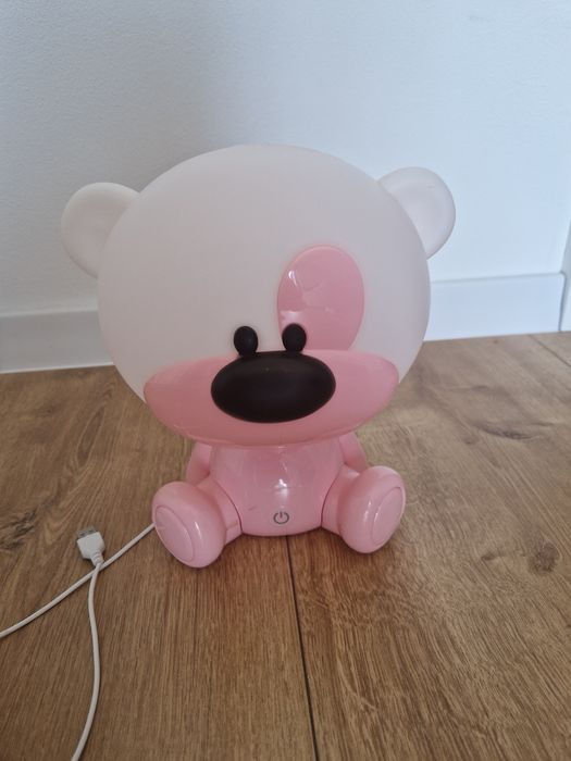 Lampka nocna dla dziecka dziewczynki miś, różowa