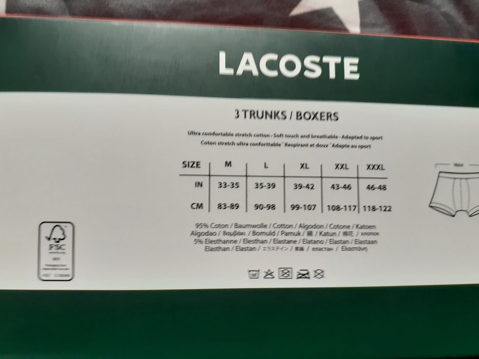 Bokserki męskie Lacoste 3 pack rozmiar XL