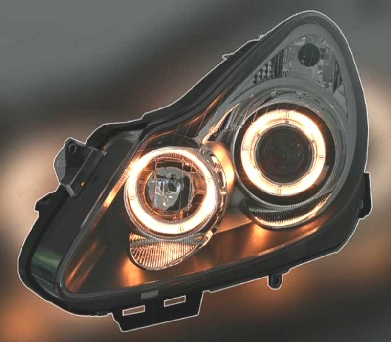 FARÓIS OPEL CORSA D 06-10 ANGEL EYES FUNDO PRETO