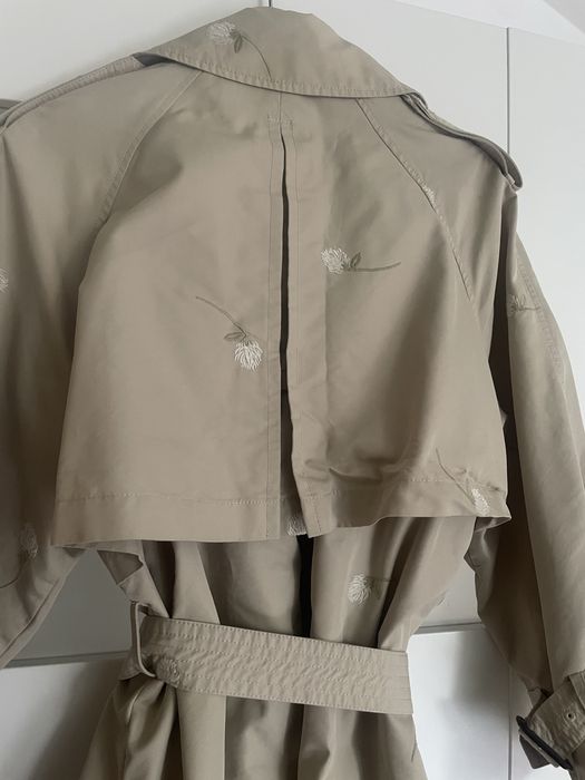 Dwyrzęrowy trencz płaszcz Zara w kwiaty floral 36