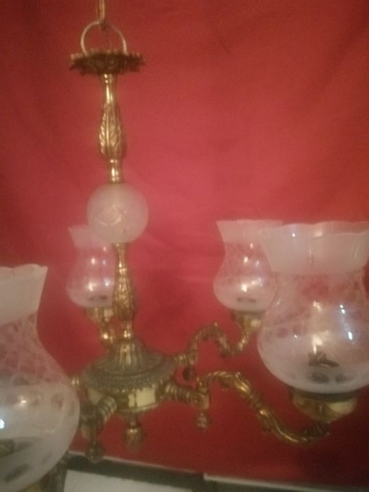 Candeeiro de teto antigo bronze